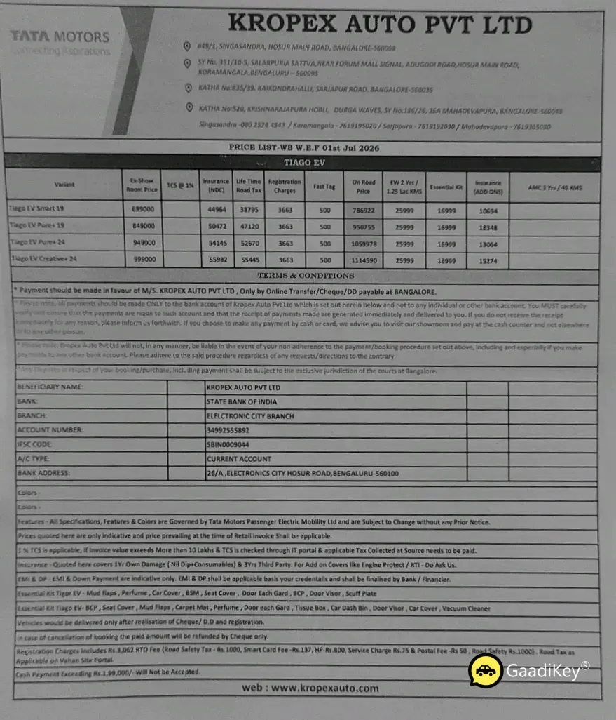 Price List Page 1